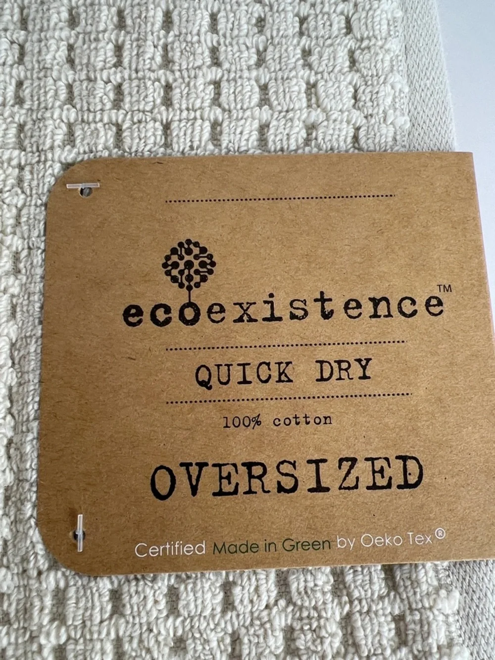 Ecoexistence Oversized Bath Towel Set Tan Waffle Cotton Quick Dry Set of 8 NEW